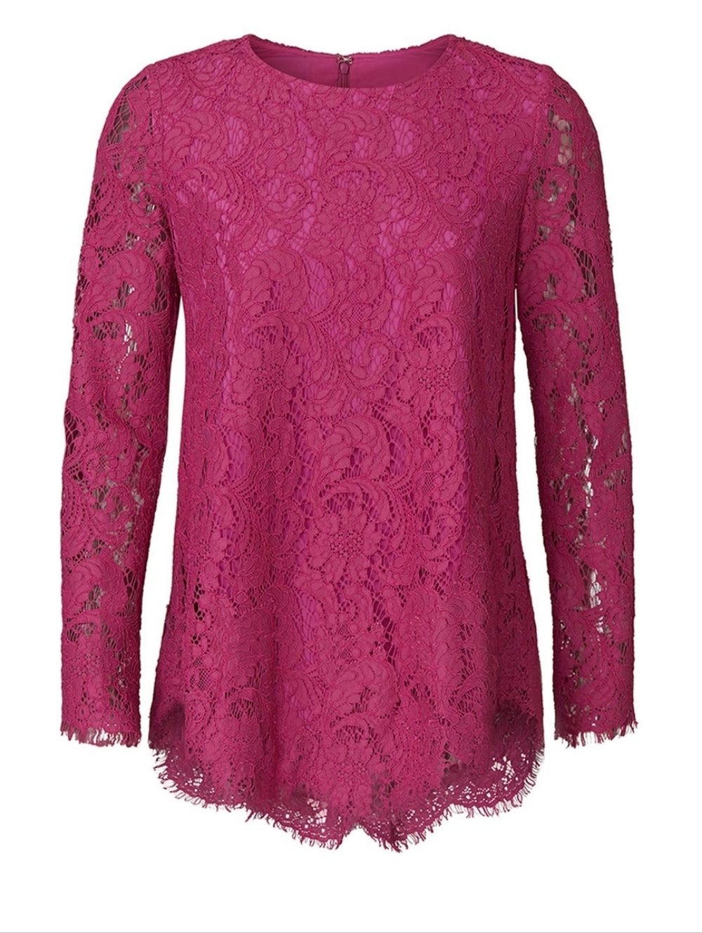 $355 Adam Lippes x RTR magenta lace high low tunic top size 2